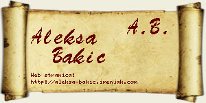 Aleksa Bakić vizit kartica